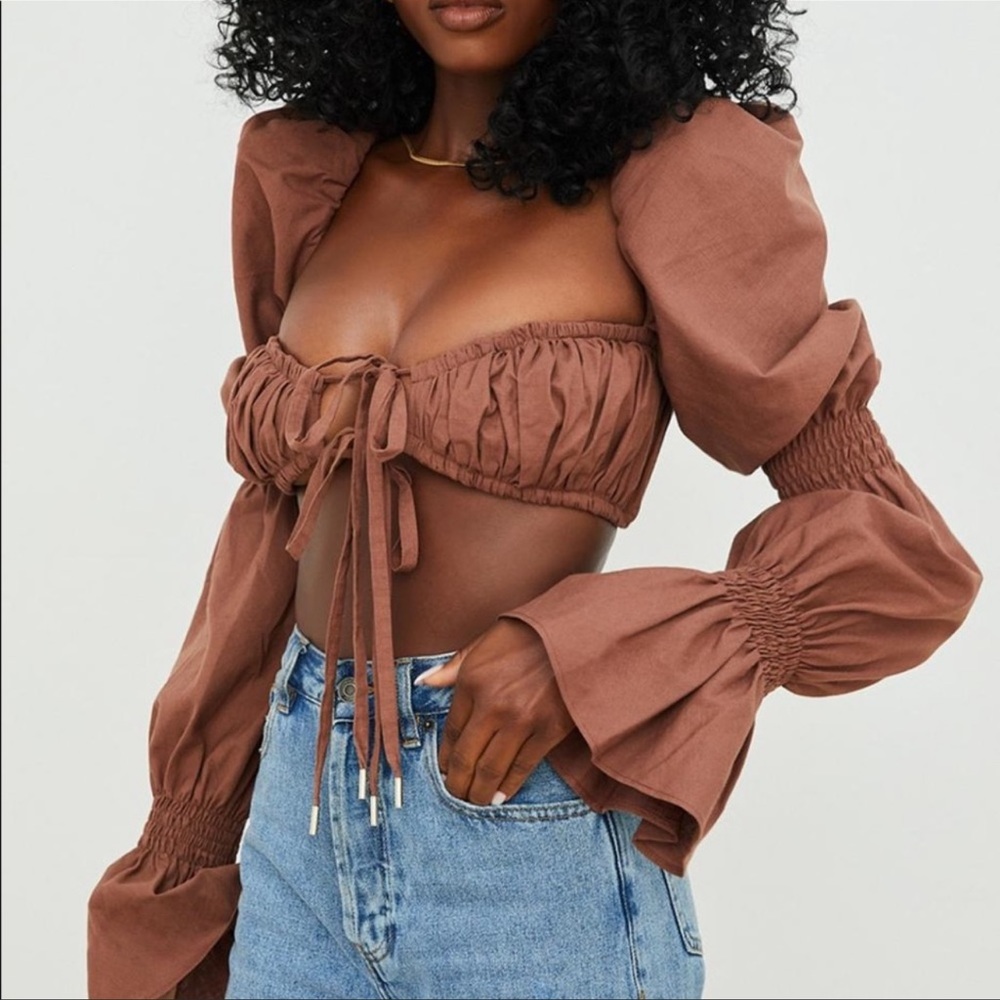 House of CB Molly Chocolate Shirred Top